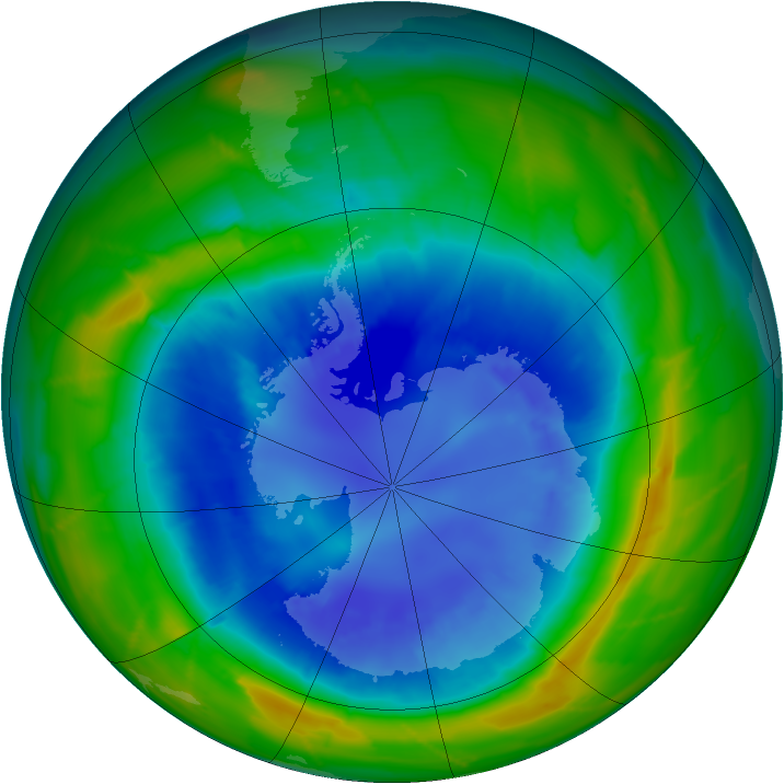 Antarctic ozone map for 02 September 2010